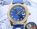 Rolex Day Date Replica Diamond Watches  40mm Blue Dial Blue Leather Band